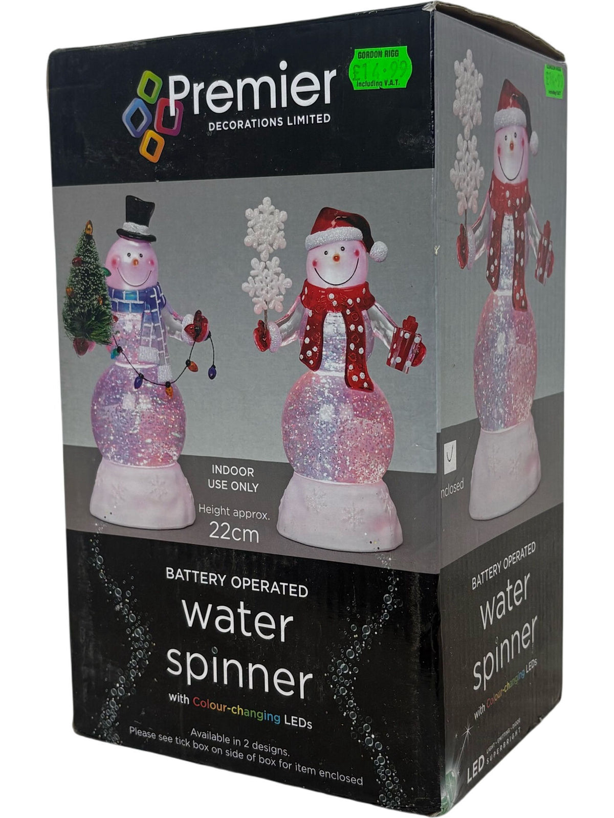 Premier Snowman Water Spinner 22cm Battery Operated and Tested(Unused)