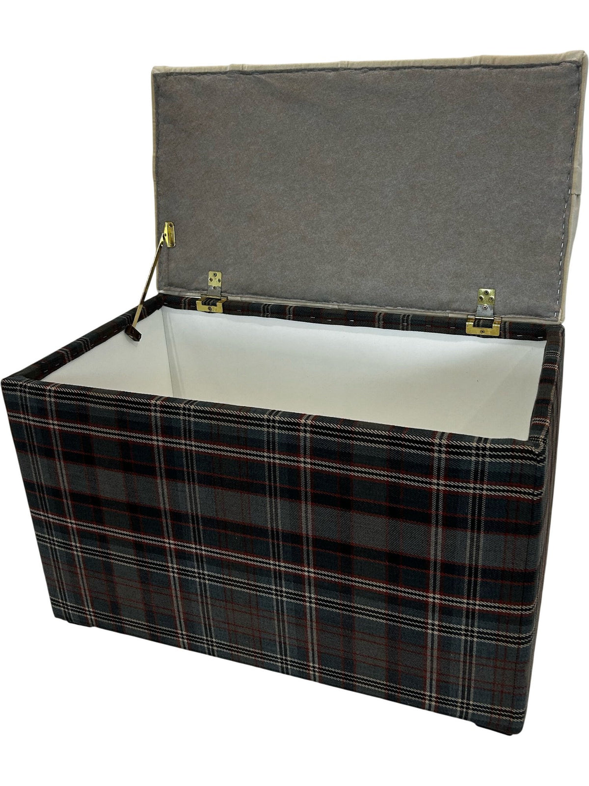 Plaid Storage Ottoman Footstool with Hinged Lid (Pre-Loved)