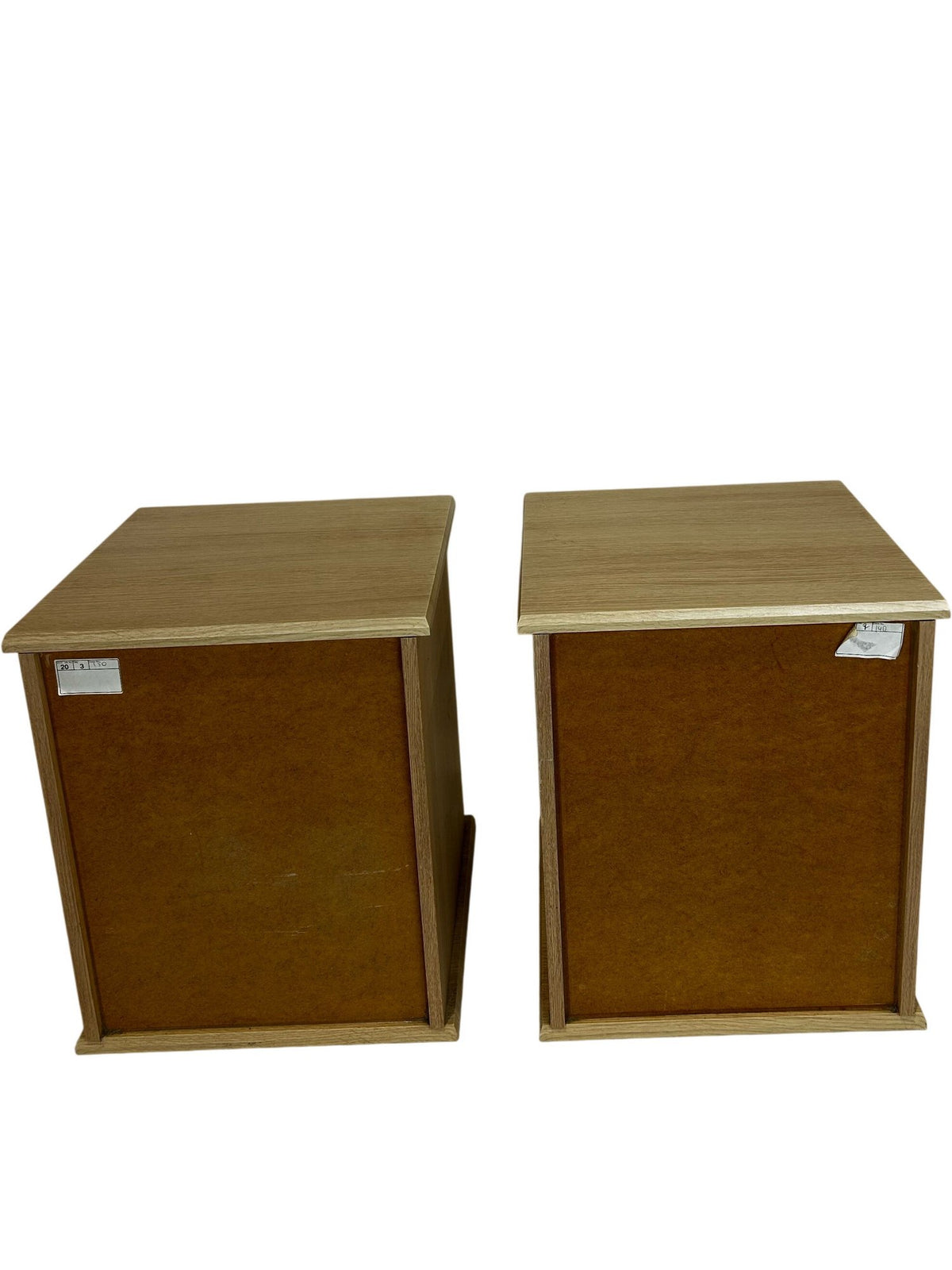 Pair of 2 Light Wood Effect Bedside Tables 2 Drawers Metal Handles (Pre-Loved)