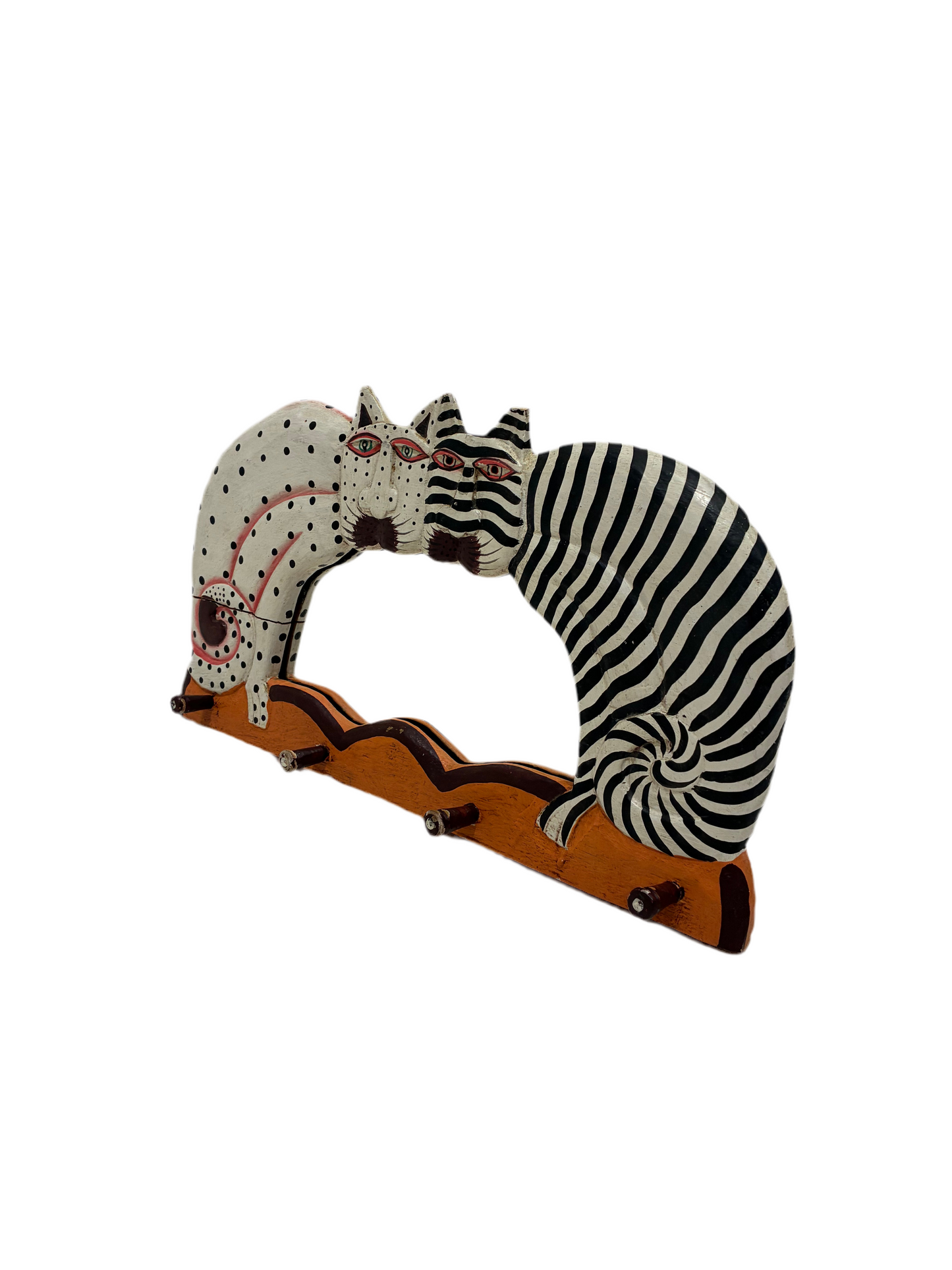 Carved Cat Mirror & Wall Hooks (Pre-loved)