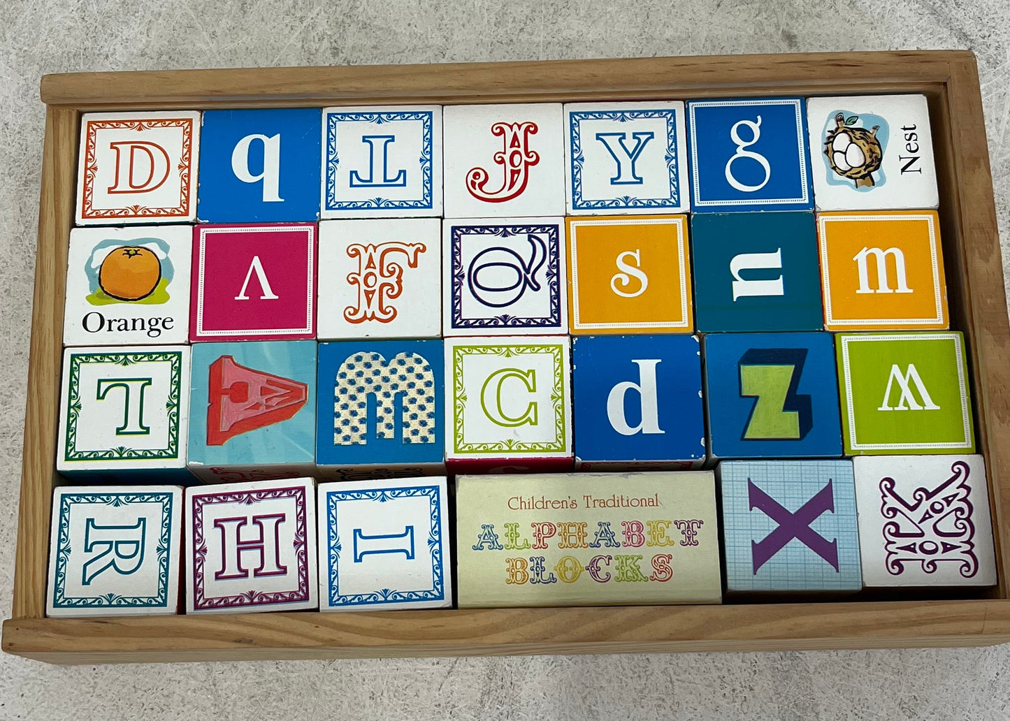 Wooden Colourful Alphabet Blocks Box (Pre-Loved)