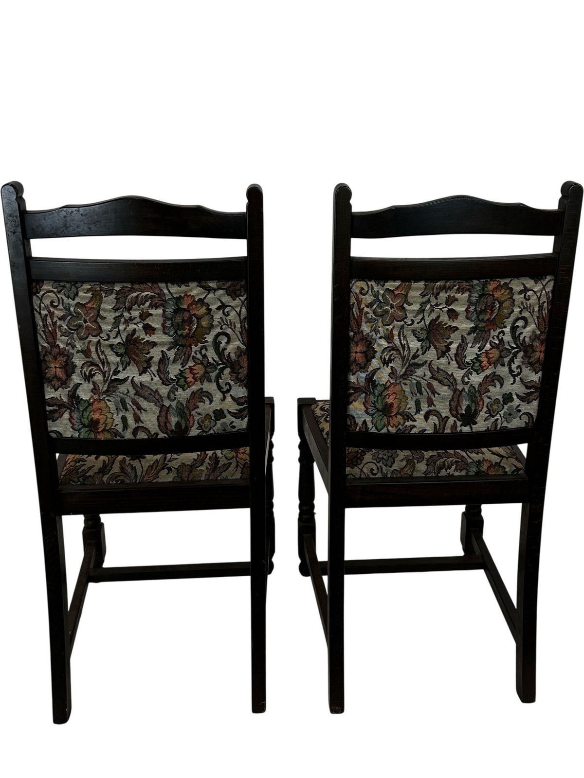 Pair of Wooden Dining Chairs with Floral Upholstery (Pre-Loved)