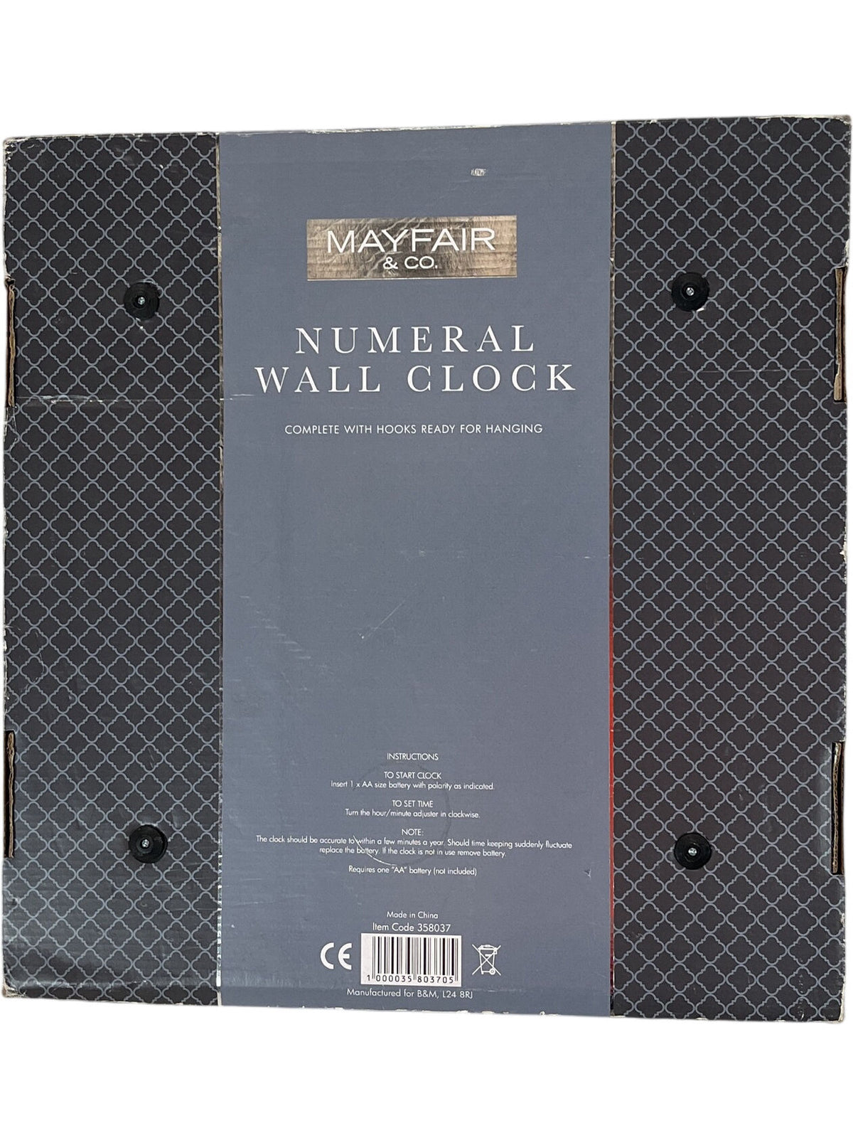 Mayfair & Co Numeral Wall Clock (Unused)