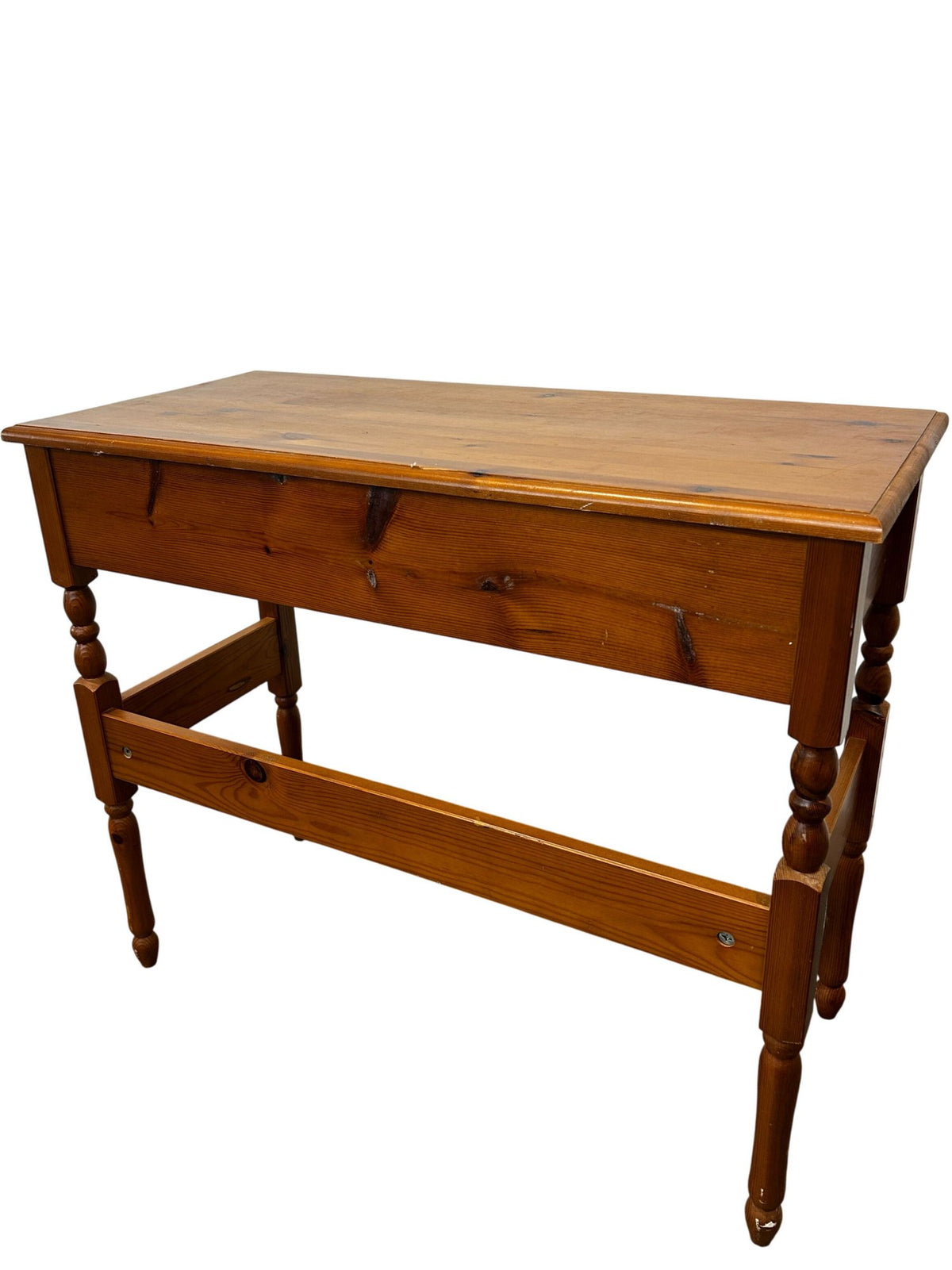 Vintage Pine Style Console Table with Drawer & Turned Legs 90cm (Pre-Loved)