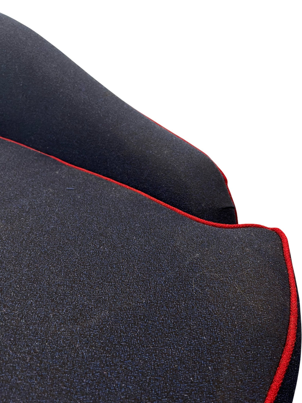 Reupholstered Chaise Longue Sofa Blue With Red Trim (Pre-Loved)