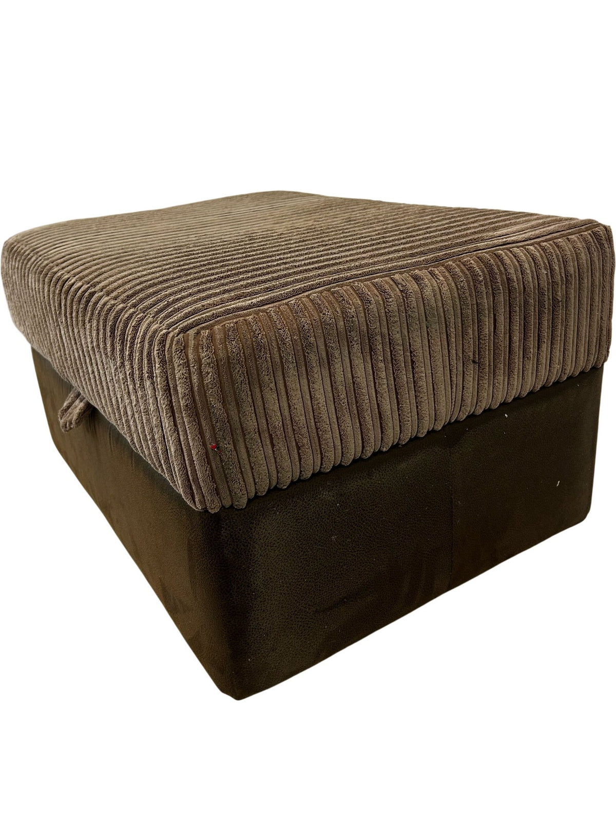 Large Brown Corduroy Storage Ottoman Footstool with Lift-Up Lid (Pre-Loved)