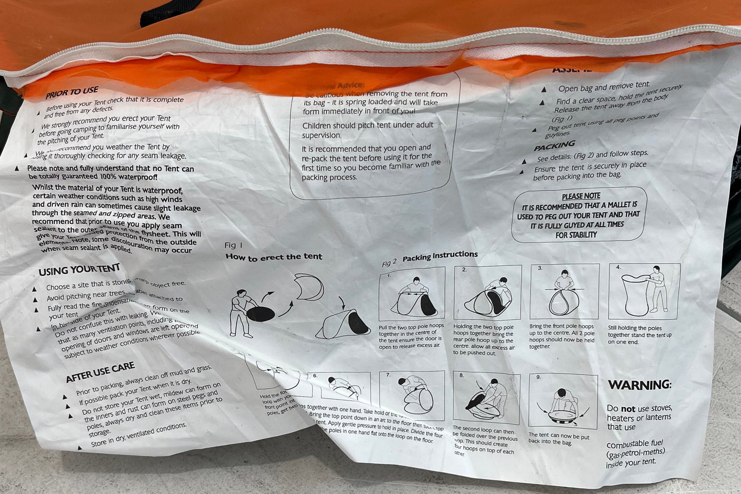 Regatta Hydrafort Orange Pop-Up Tent (Pre-Loved)