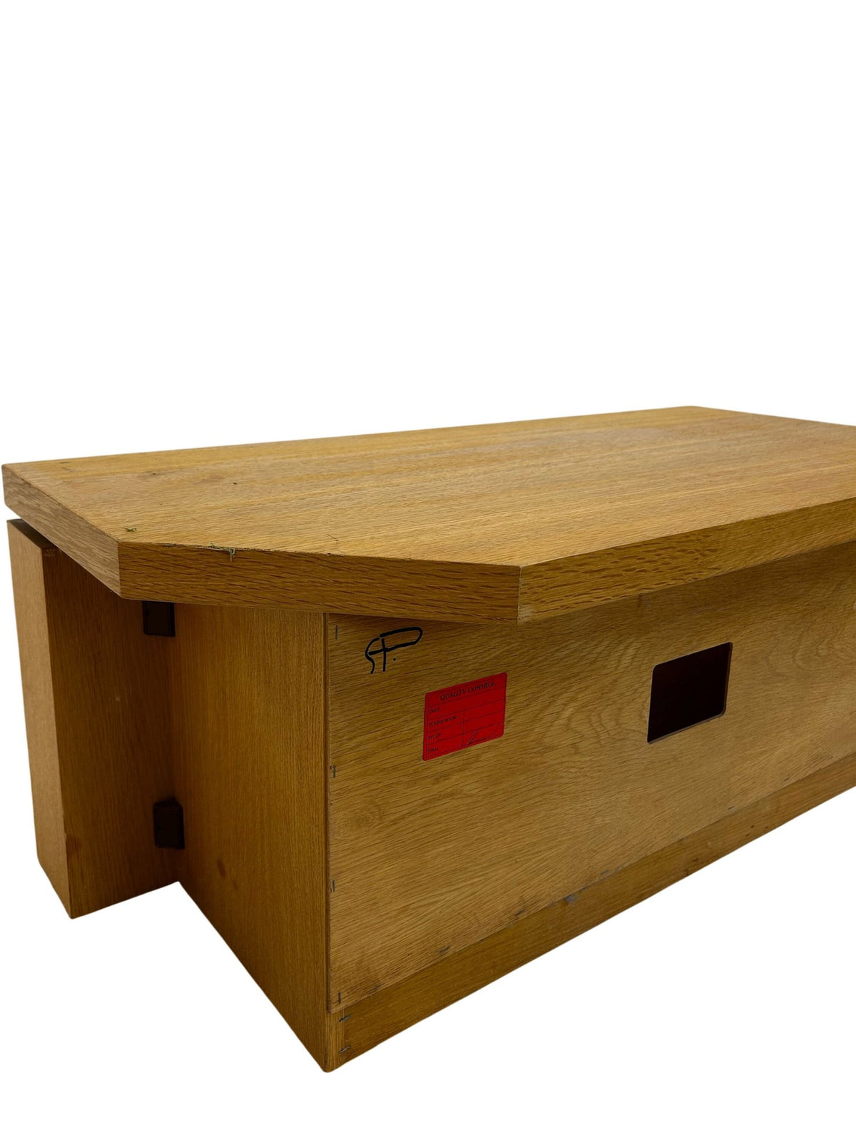 Oak Effect Corner TV Stand Media Unit Open Shelf Storage 95cm (Pre-Loved)