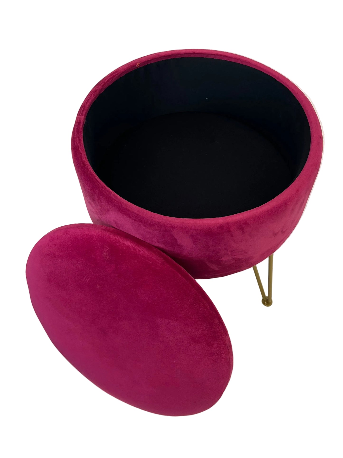 Dark Pink Velvet Ottoman Stool (Pre-Loved)