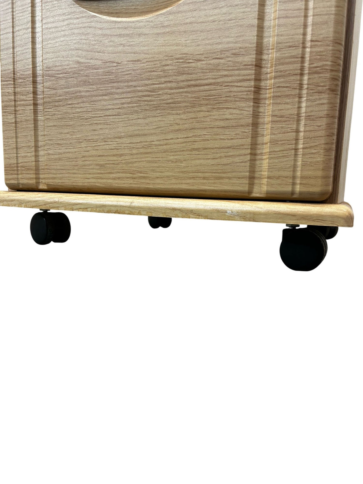5 Drawer Mobile Storage Cabinet Oak Effect Tall Unit on Wheels (Pre-Loved)