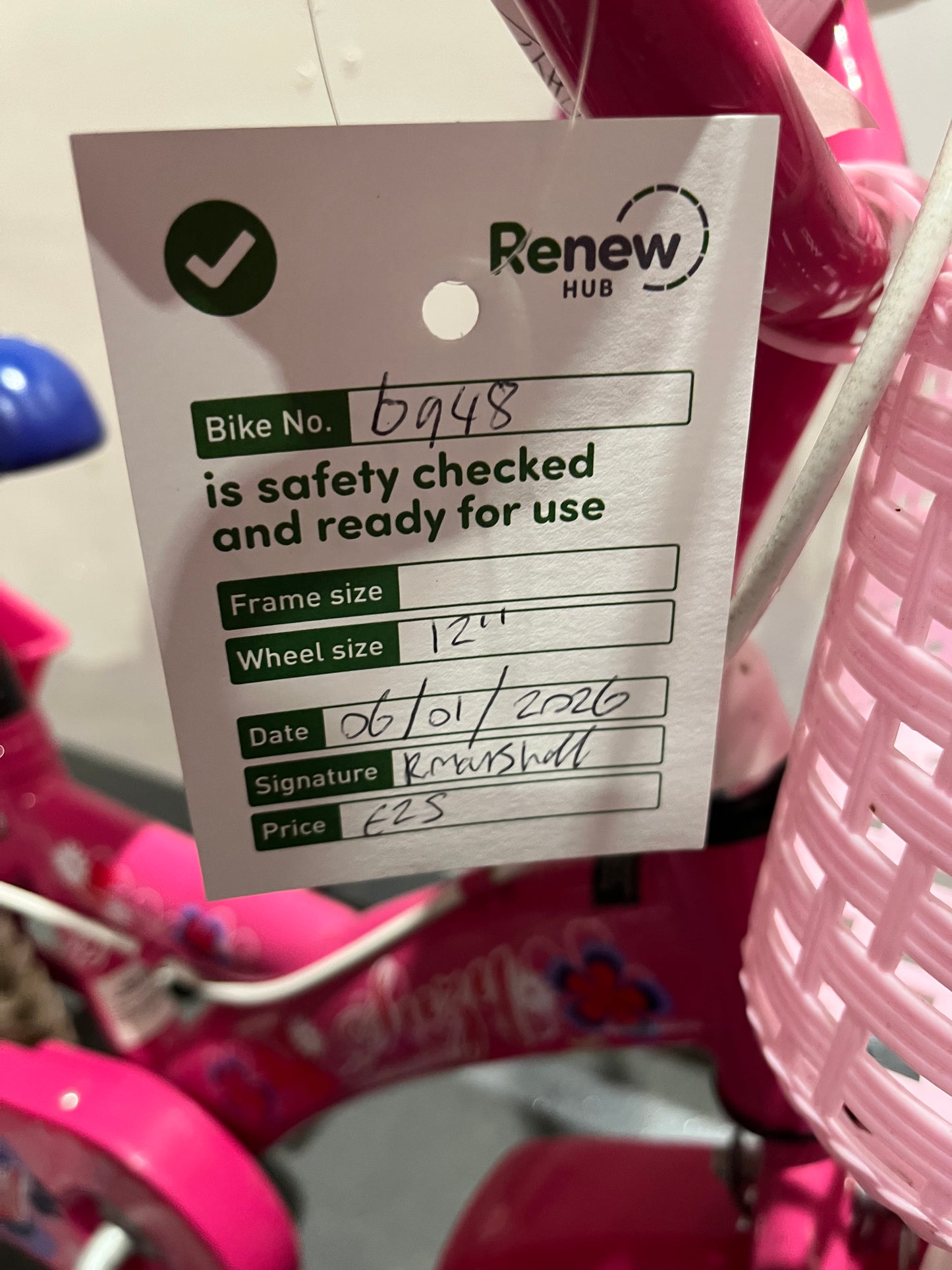 Suzy Pink 12” Children’s Bike With Stabilisers (Pre-Loved)