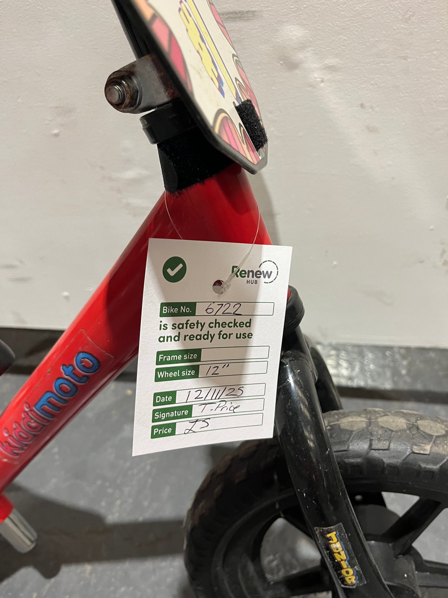 Kiddimoto Red 12” Children’s Balance Bike (Pre-Loved)