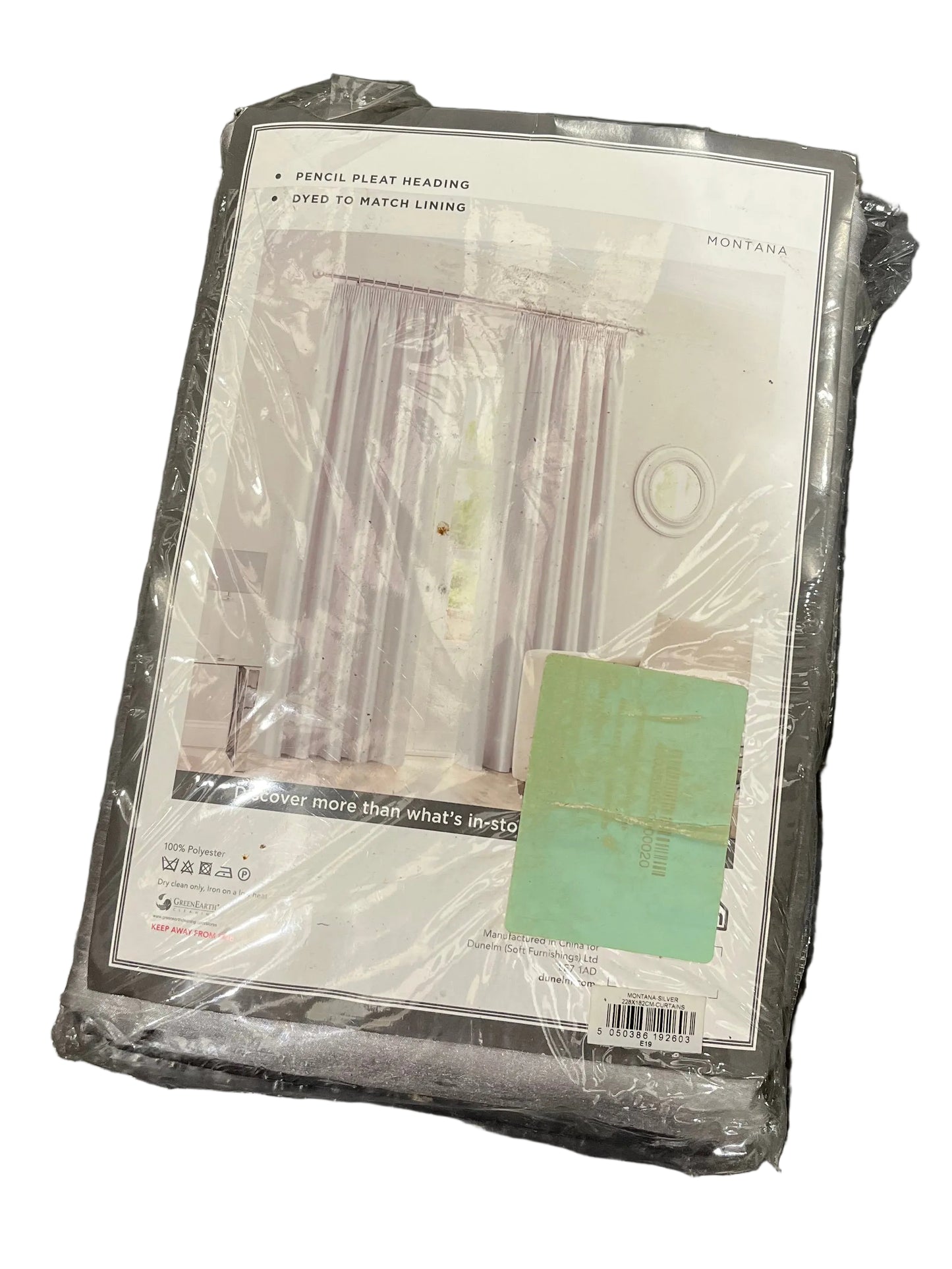 Dunelm Montana Silver Grey Pencil Pleat Curtain Pair (New)