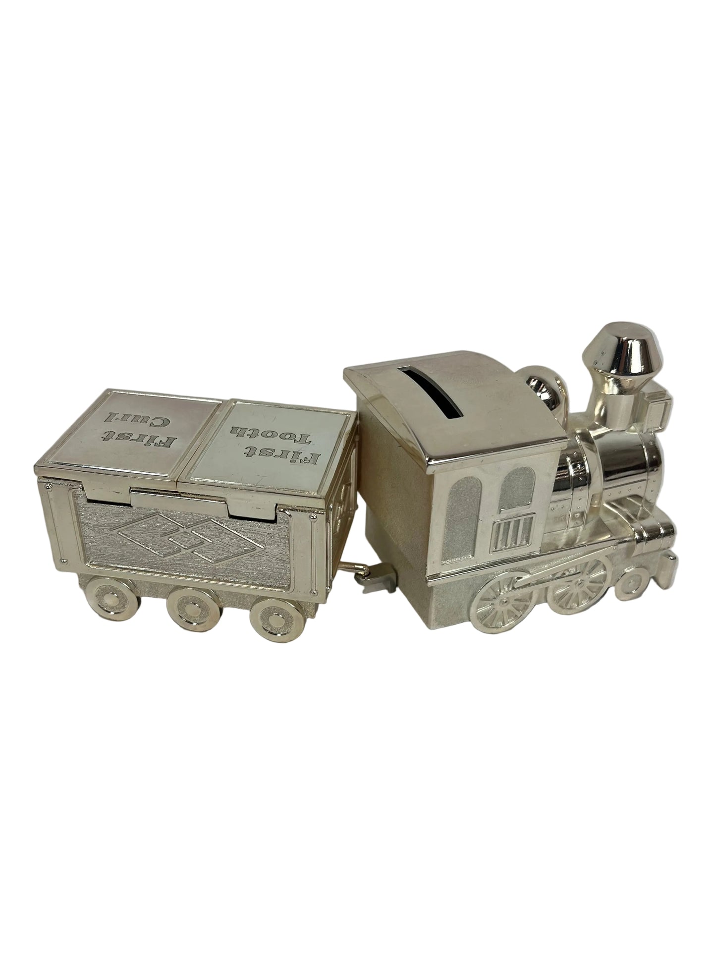 Silver-Plated First Tooth And Curl Train Money Box (Pre-Loved)