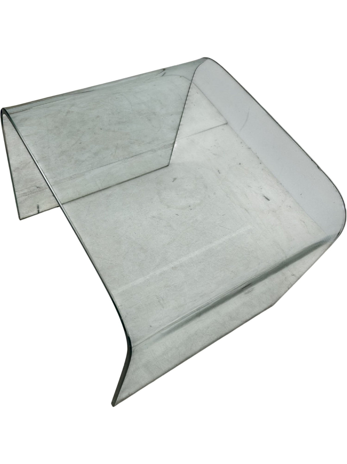 Modern Clear Bent Glass Coffee Table Curved Minimalist Design (Pre-Loved)