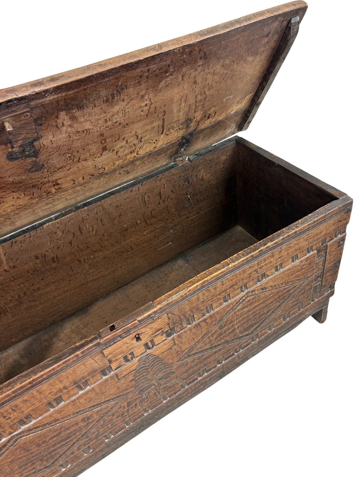 Antique Wooden Storage Chest with Carved Design (Pre-Loved)