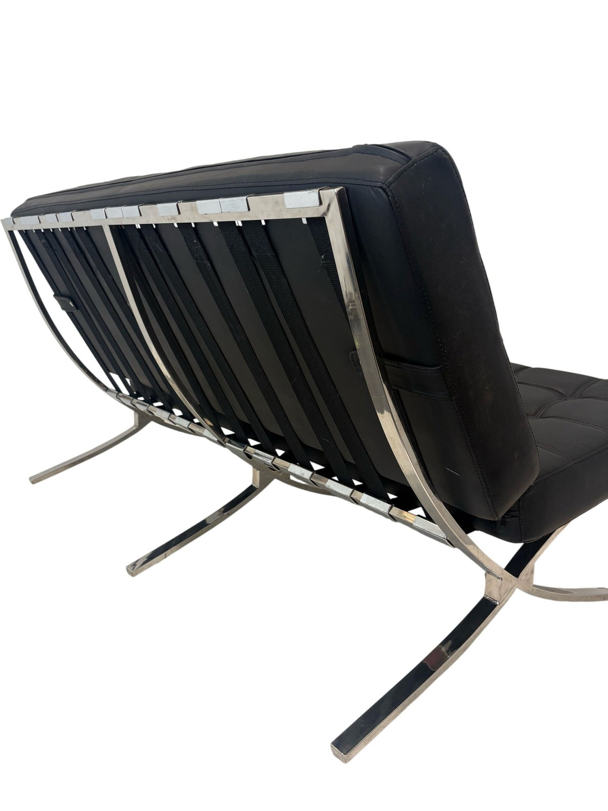 Black Leather Sofa Chrome Frame (Pre-Loved)