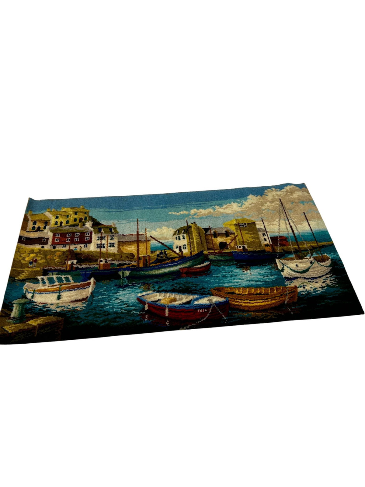Vintage Carpets of Worth Axminster Harbour Picture Rug Wall Hanging (Pre-Loved)