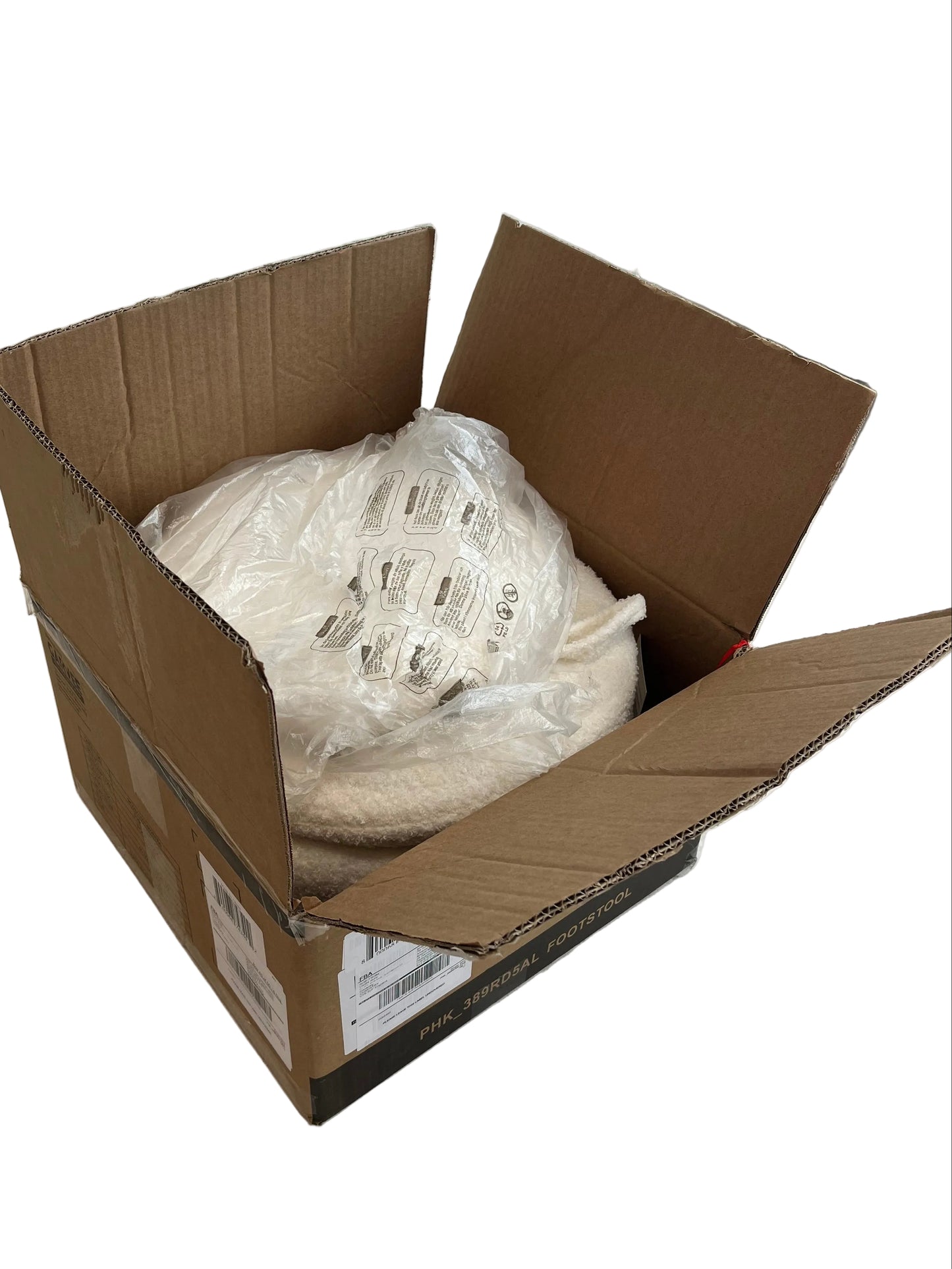 Bouclé White Footstool (New)