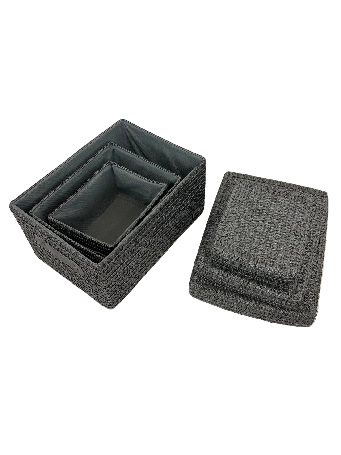 Dunelm Home Set Of 3 Grey Woven Storage Boxes (Pre-Loved)