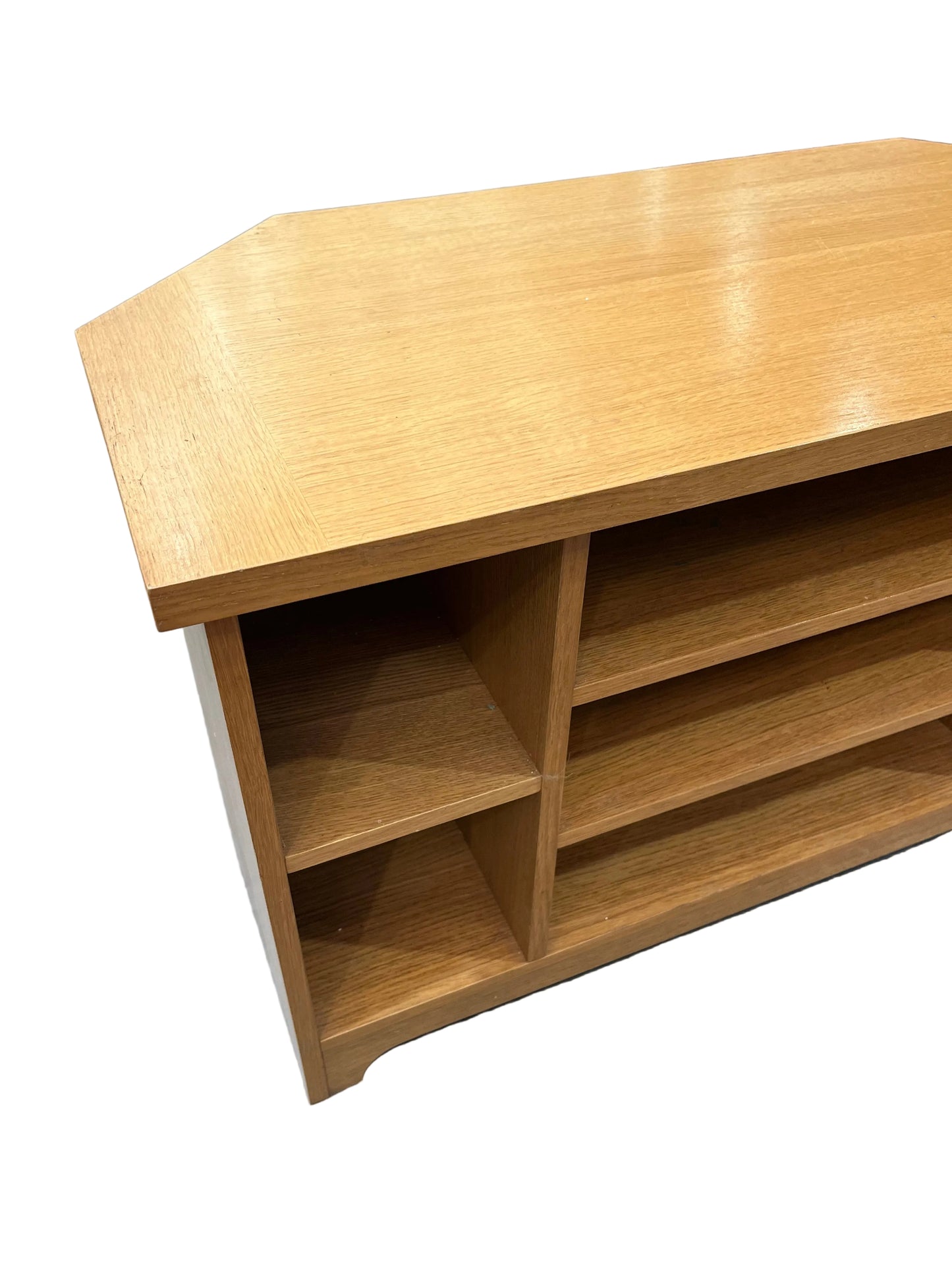 Light Brown Wood Corner TV Entertainment Stand Unit (Pre-Loved)