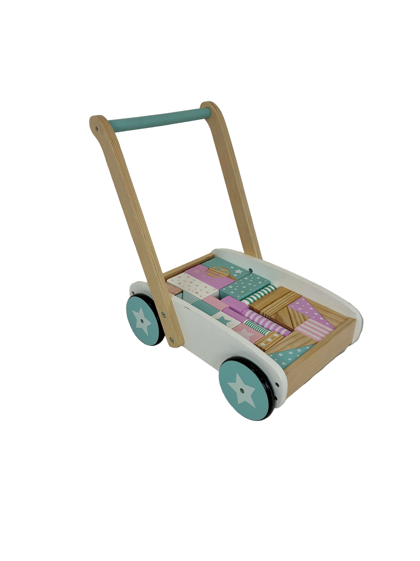 Wooden Baby Walker with Blocks (Pre-loved)