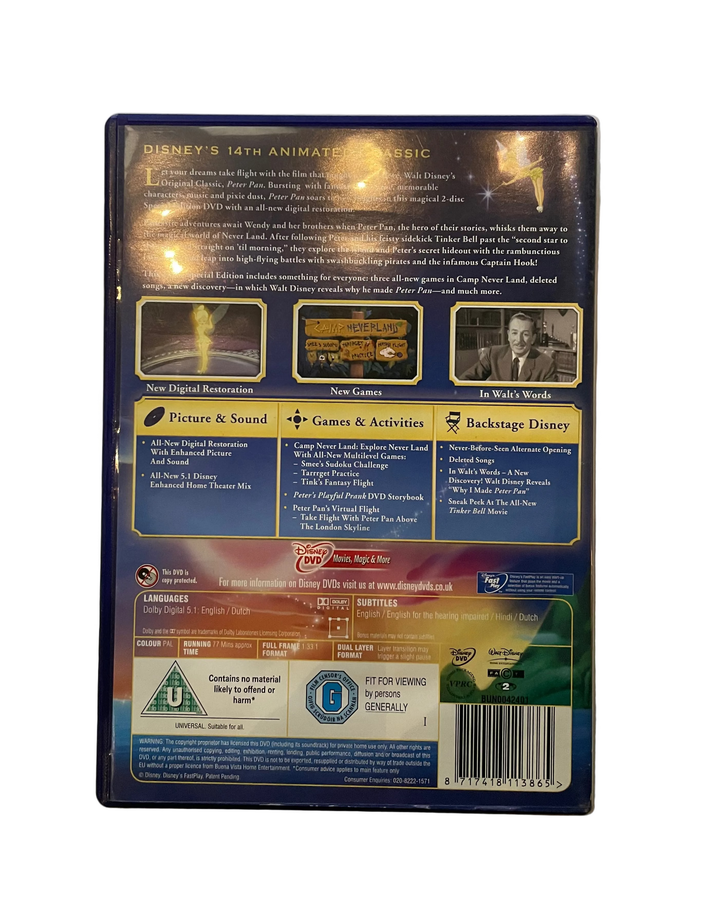 Walt Disney peter Pan DVD (Pre-Loved)