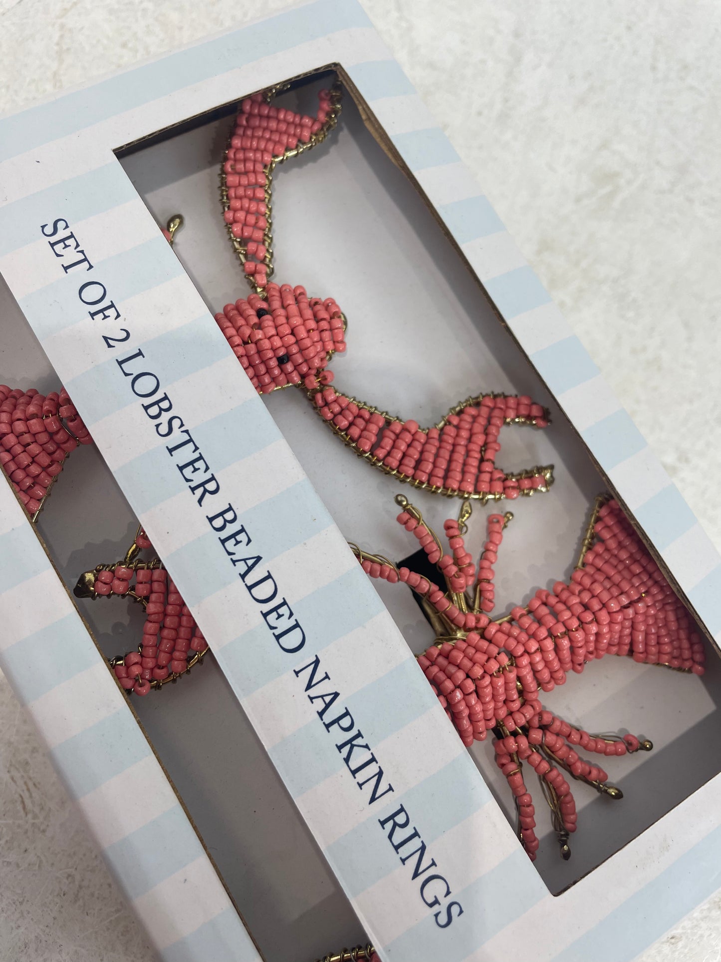 Set Of 2 Lobster Beaded Napkin Rings (New)