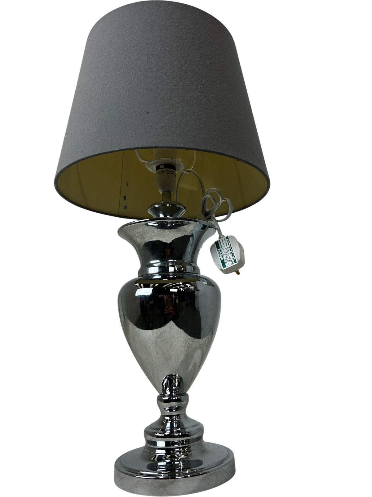Large Chrome Table Lamp with Black Fabric Shade Modern Style (Pre-Loved)
