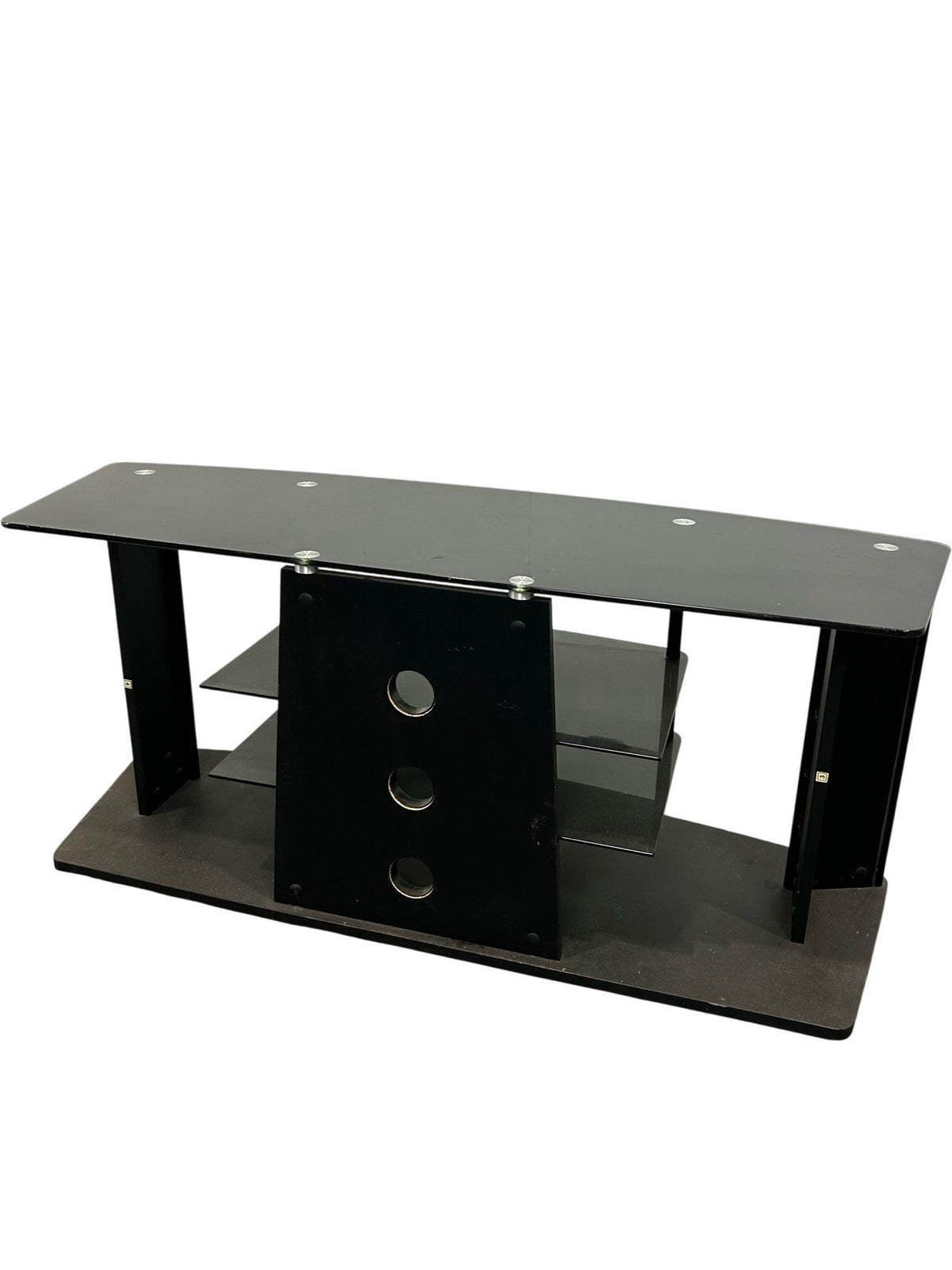 Black Glass 3-Tier TV Stand with Cable Management (Pre-Loved)