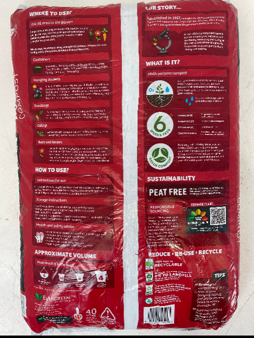 Levington Multi Purpose Compost 40L Peat Free (3 for £12)