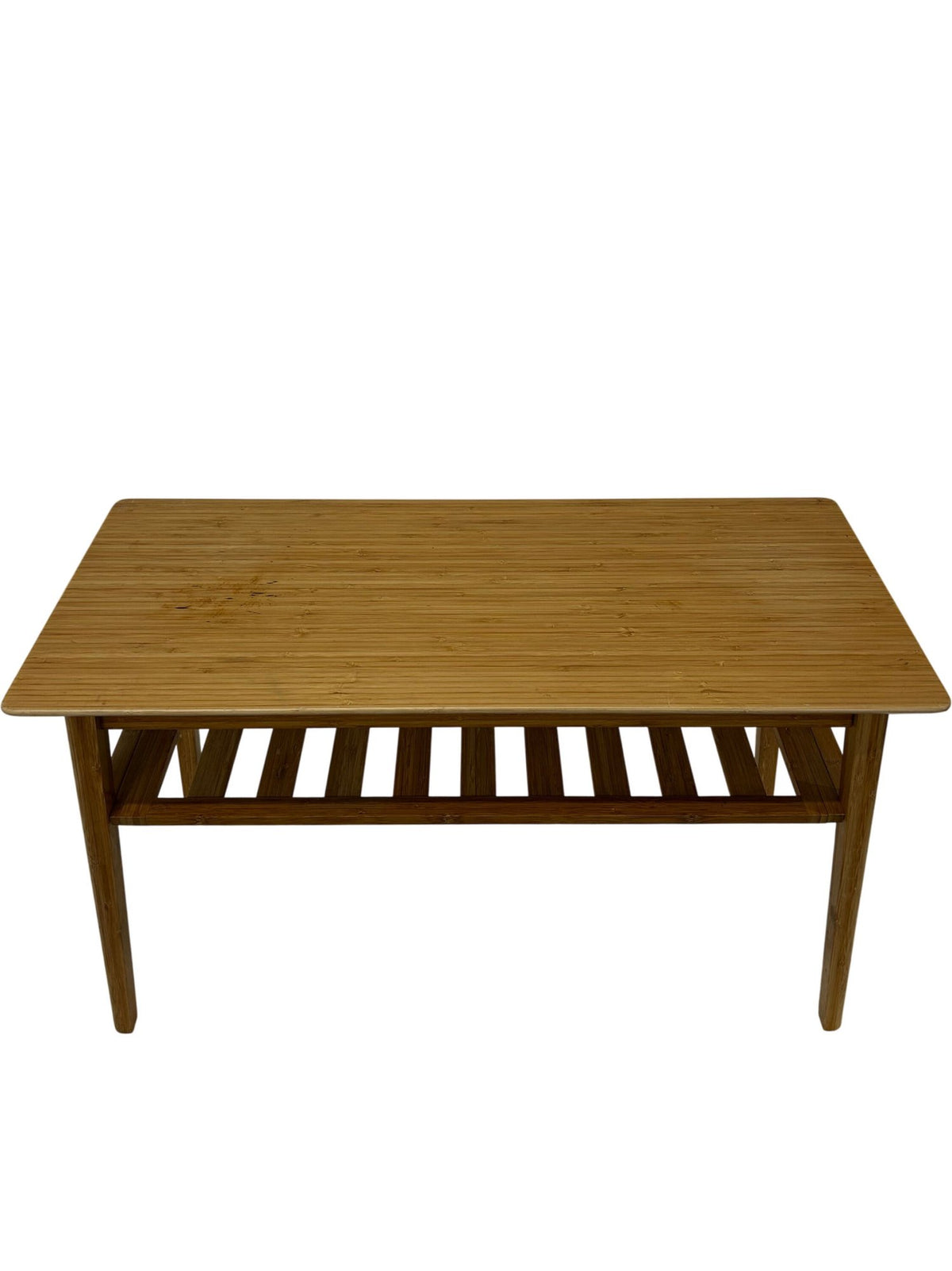 Wooden Coffee Table Rectangular Slatted Shelf Minimalist Design (Pre-Loved)