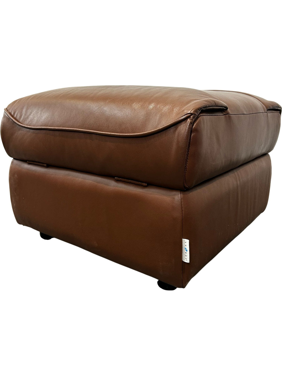 La-Z-Boy Brown Leather Storage Ottoman Footstool Lift Up Square (Pre-Loved)