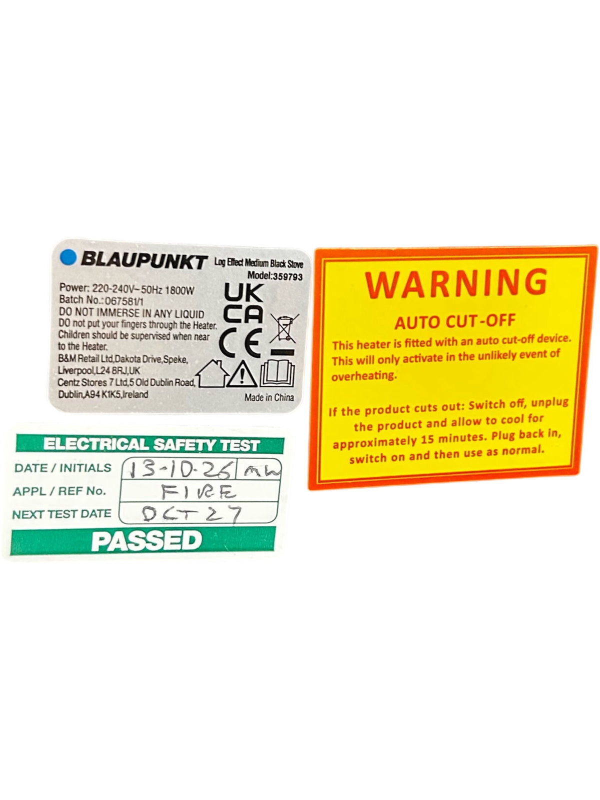 Blaupunkt 359793 1850W Log Effect Electric Stove Heater Black (Pre-Loved)