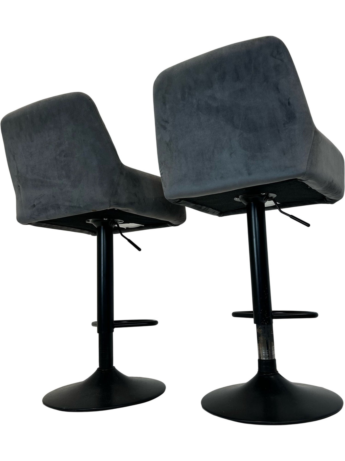 Pair of Grey Adjustable Swivel Bar Stools (Pre-Loved)