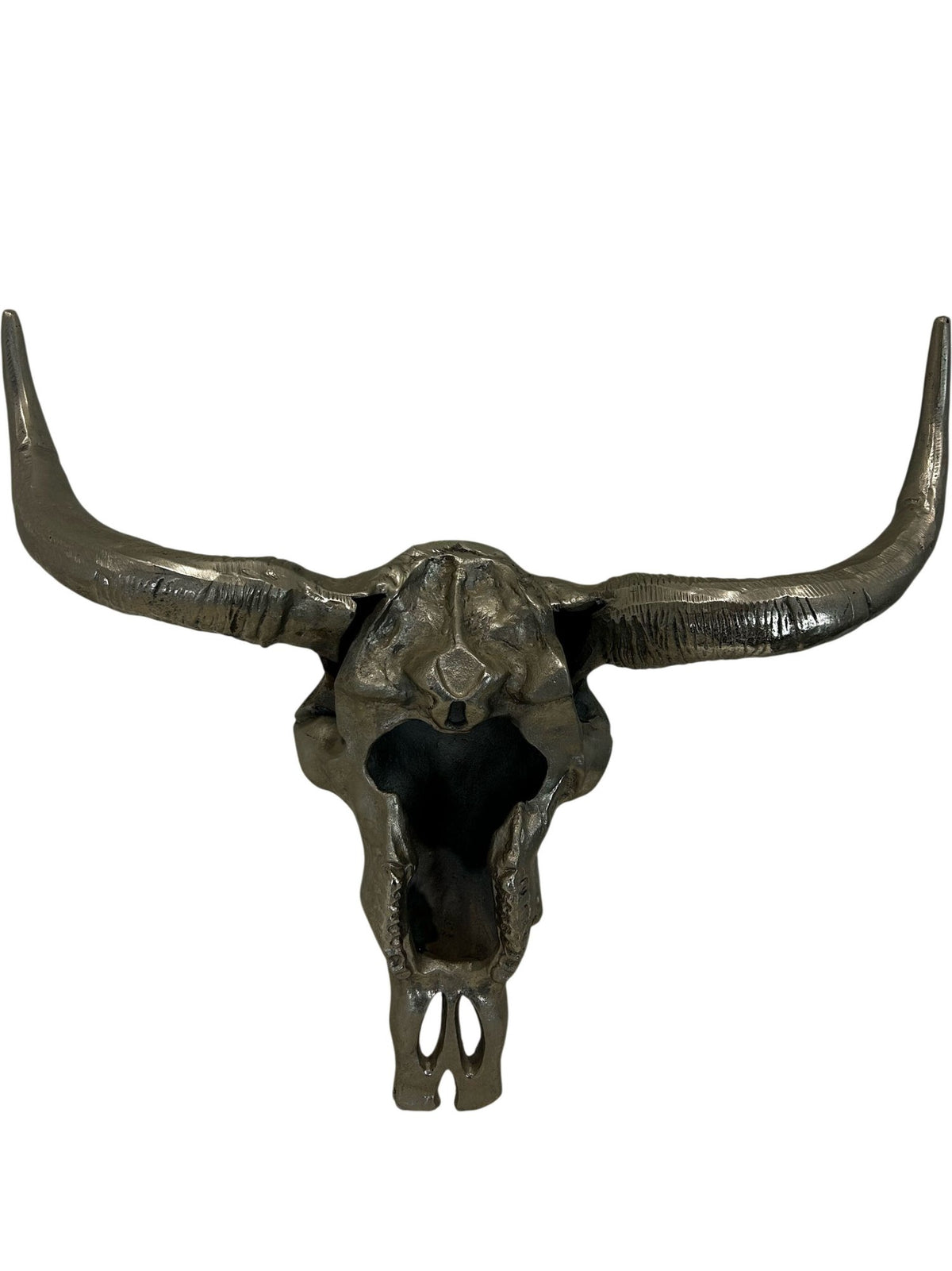 Metal Bull Skull Longhorn Wall Sculpture Western Style 70cm (Pre-Loved)