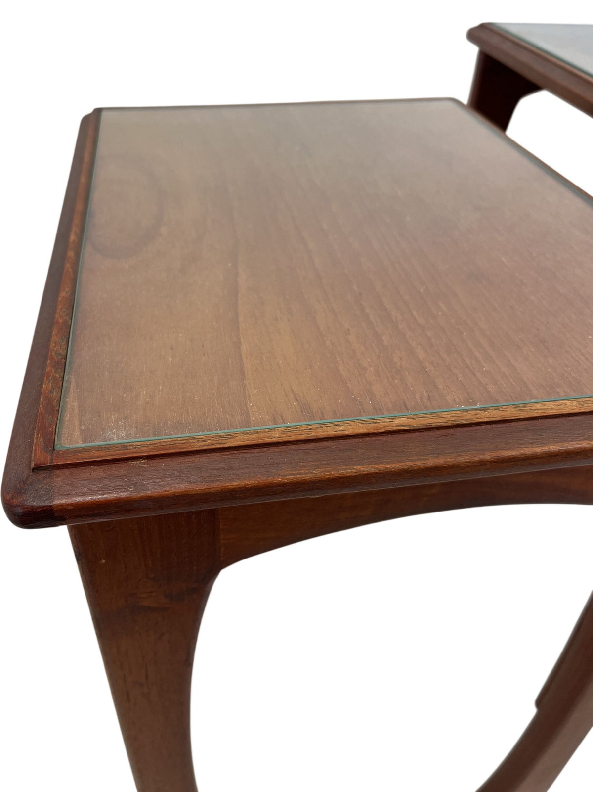 Vintage Mid Century G-Plan Style Nesting Table Set Glass Tops (Pre-Loved)