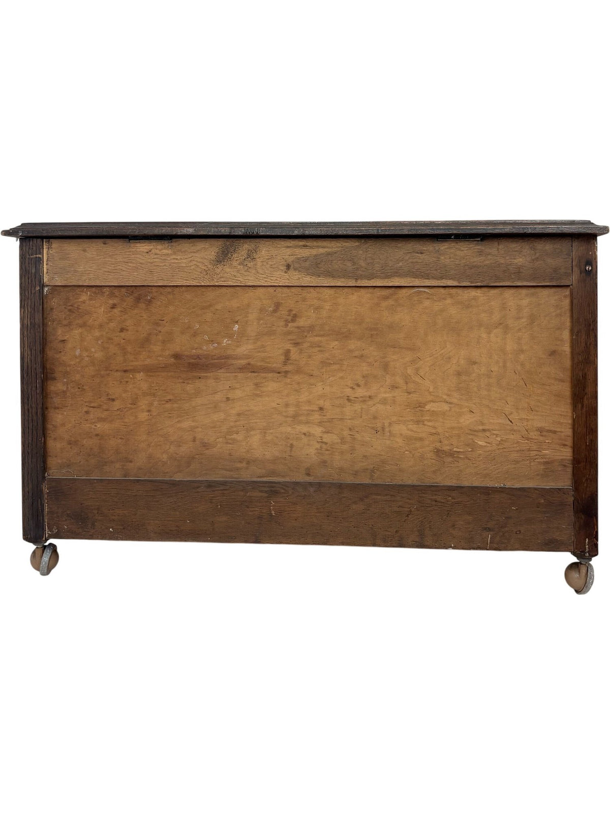 Antique Wooden Storage Chest on Casters with Hinged Lid (Pre-Loved)