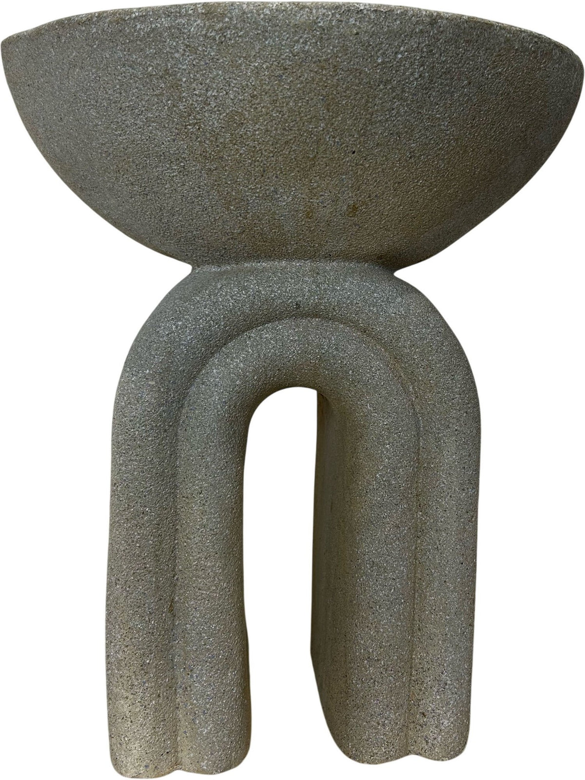 Sculptural Grey Side Table Stool Round Top Modern Accent Table (Pre-Loved)
