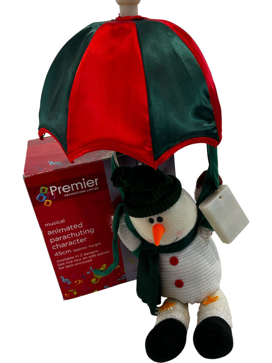 Premier 45cm Musical Animated Parachuting Snowman Christmas Deco (Pre-Loved)