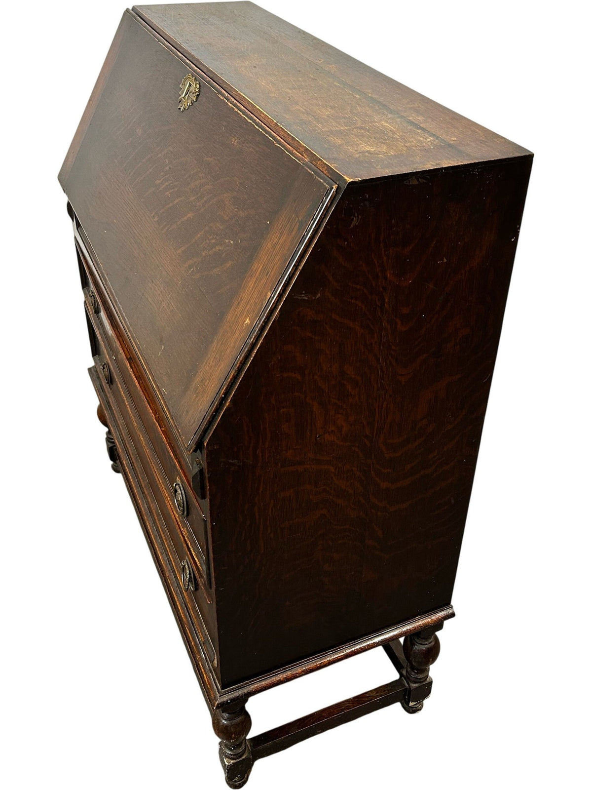 Vintage Drop Front Bureau Writing Desk with Drawers (Pre-Loved)