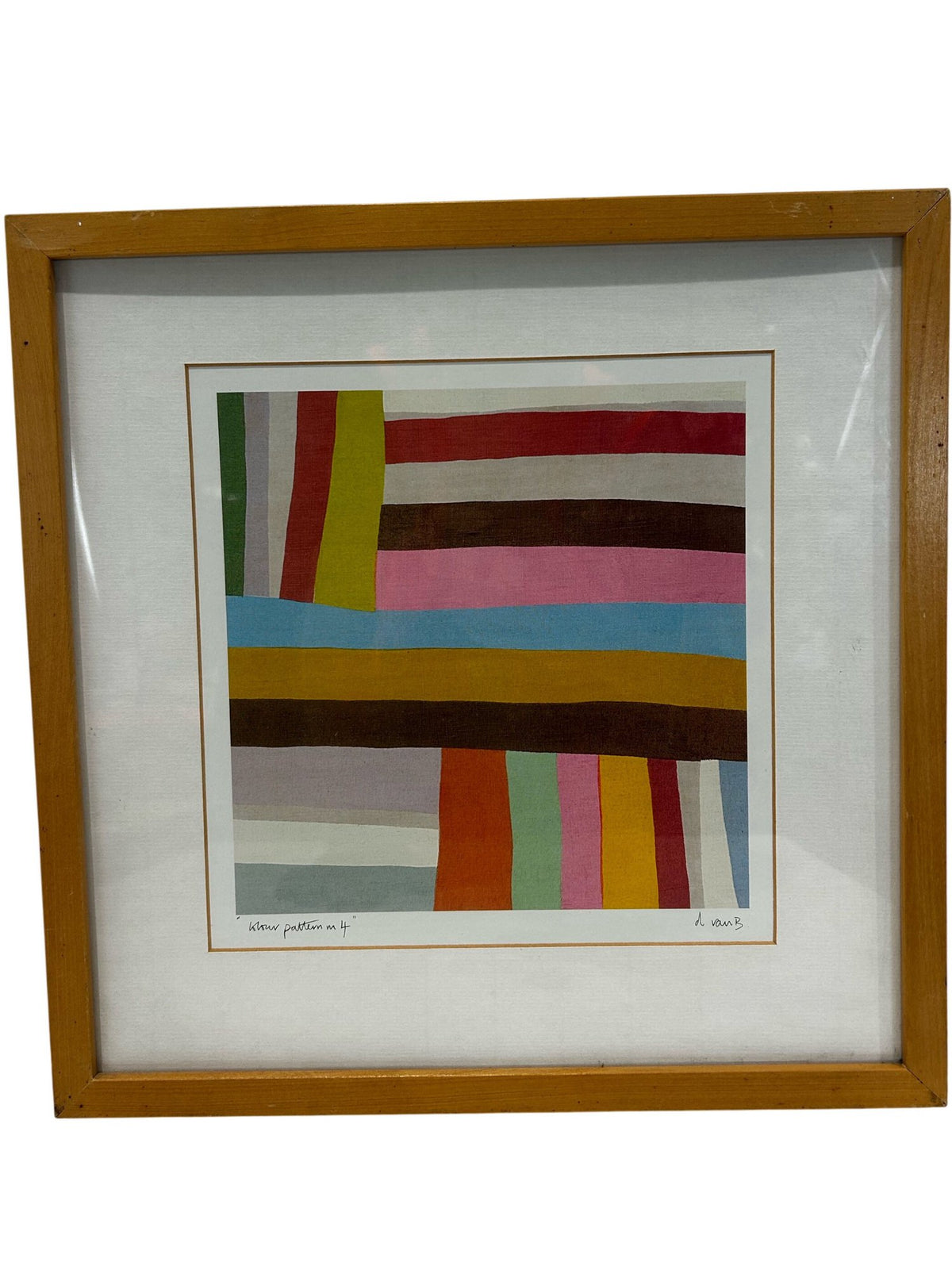 Framed Abstract Geometric Art Print Colourful Square 38cm (Pre-Loved)