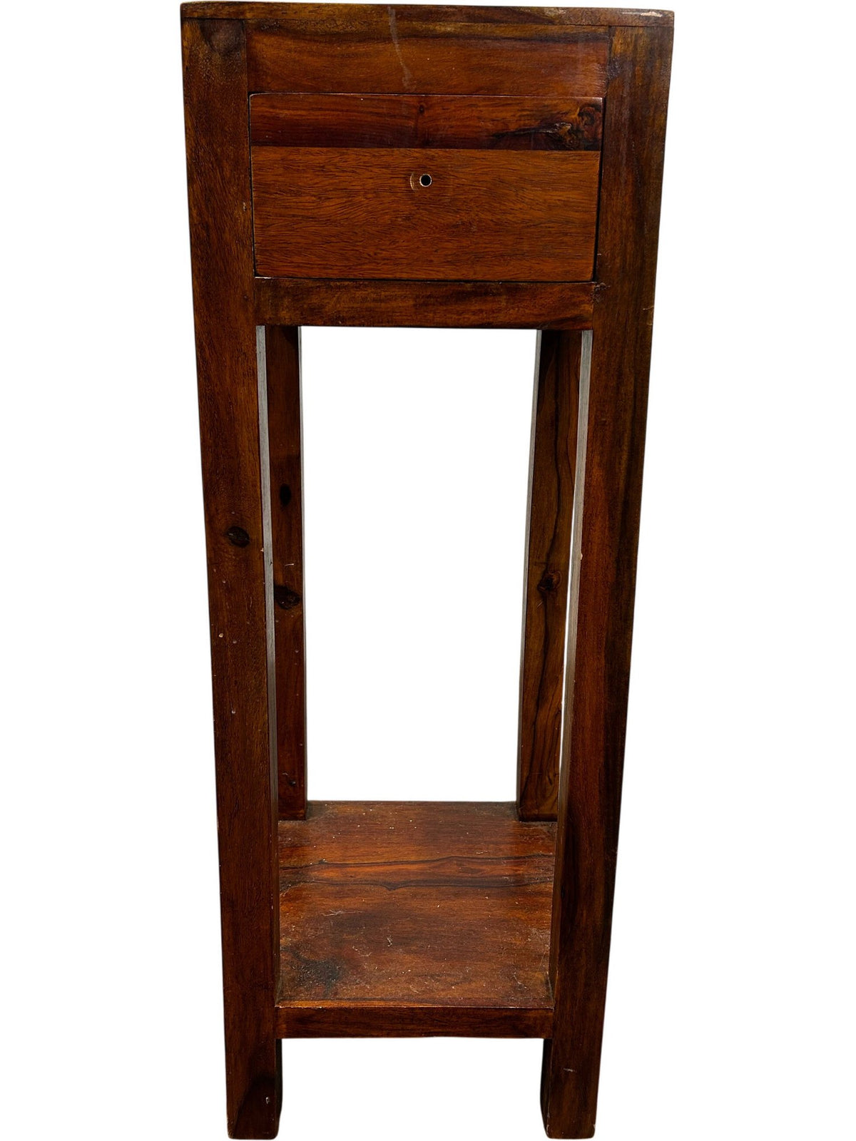 Tall Wooden Side Table 1 Drawer Lower Shelf Narrow Plant Stand (Pre-Loved)
