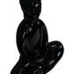Black Buddha Meditation Sculpture Glossy Modern Home Decor 38cm (Pre-Loved)
