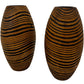 Pair Brown Black Striped Textured Decorative Vases 35cm (Pre-Loved)