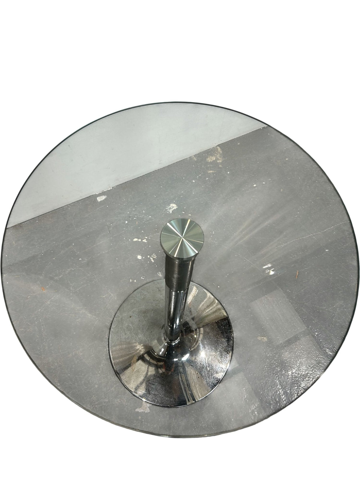 Round Glass Bar Table with Chrome Pedestal Base 60cm (Pre-Loved)