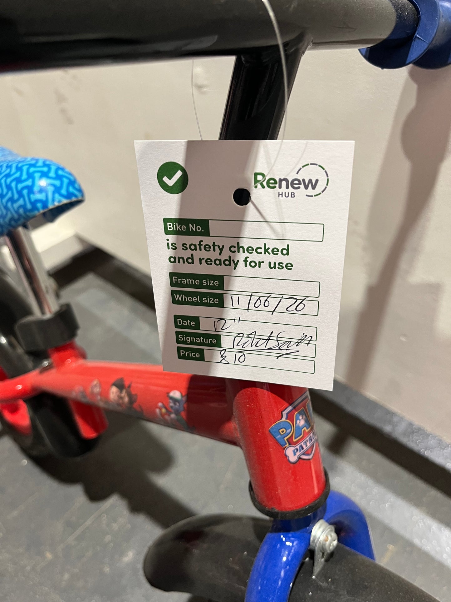 Paw Patrol Red 12” Children’s Balance Bike (Pre-Loved)