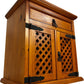 Rustic Wooden Storage Cabinet Sideboard Lattice Doors & Drawer (Pre-Loved)