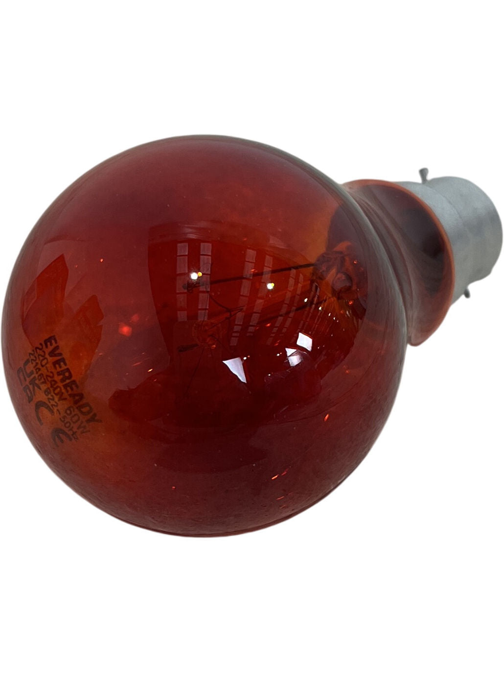 Pair Of Eveready Red Fire Glow Rough Service Bulb B22 60W (Unused)