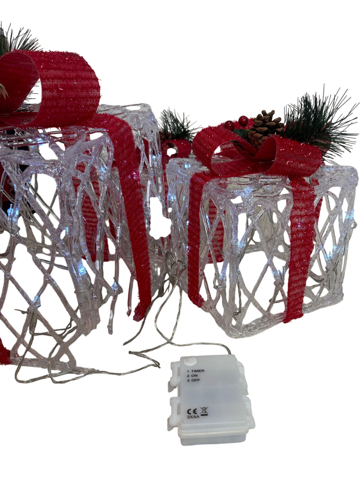 Christmas Acrylic Presents Set of 3 with 48 White LEDs (Unused)